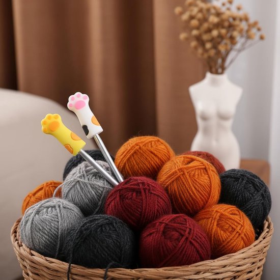 6 Stuks Kattenpoot Stopper voor Breinaalden - Siliconen Naald Caps voor Breien, Haken en DIY Creaties van Merkloos — afbeelding 3