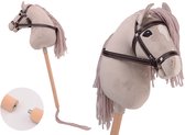 Holly Horse - Hobby paard de luxe met korte stok,ca. 80 cm met halster , stokpaardje voor horsing om op te rijden voor kinderen zonder geluid