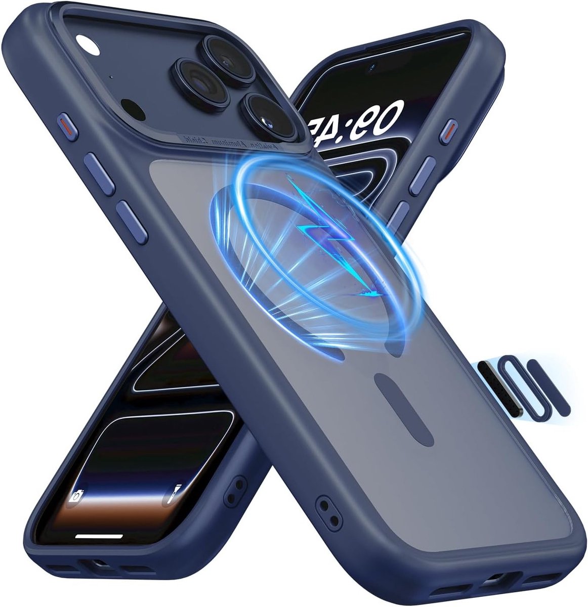 Camera Controle voor iPhone 17 Pro Max - MagSafe Compatibel, Schokbestendig en Matte Translucent Blauw