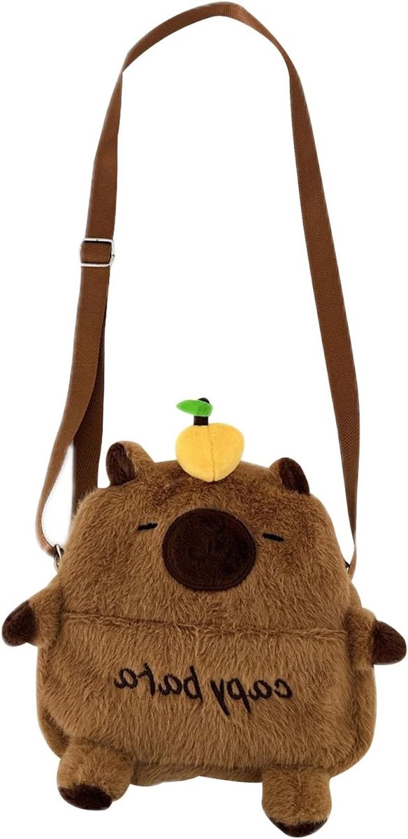 Schattige meisjeshandtas met verstelbare schouderband, pluche capibara ontwerp, ideaal cadeau voor meisjes van 6-14 jaar, 21 x 22 x 4.5 cm, kleine handtassen, trendy accessoires, duurzame materialen