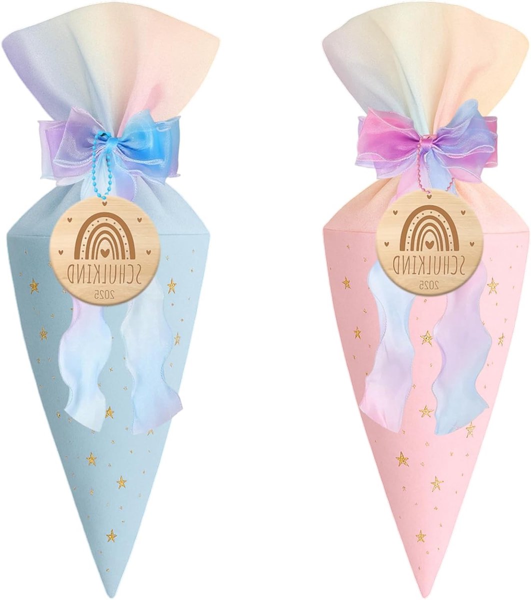 2 Stuks Kleine Schooltassen voor Broers en Zussen - Leuke Cadeautassen voor Kinderen, Perfect voor Snoep en Verjaardagen (Blauw+Roze)