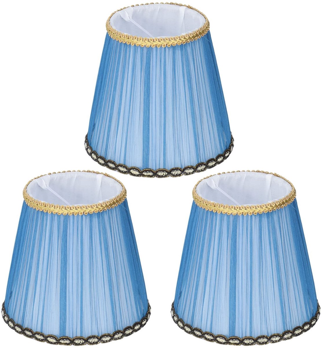 Allecto - Clip On Lampenkappen - Pleated Fabrics - Voor Tafellamp en Kroonluchter - Blauwe Kleur - Decoratieve Lampenkappen - Geschikt voor Divers