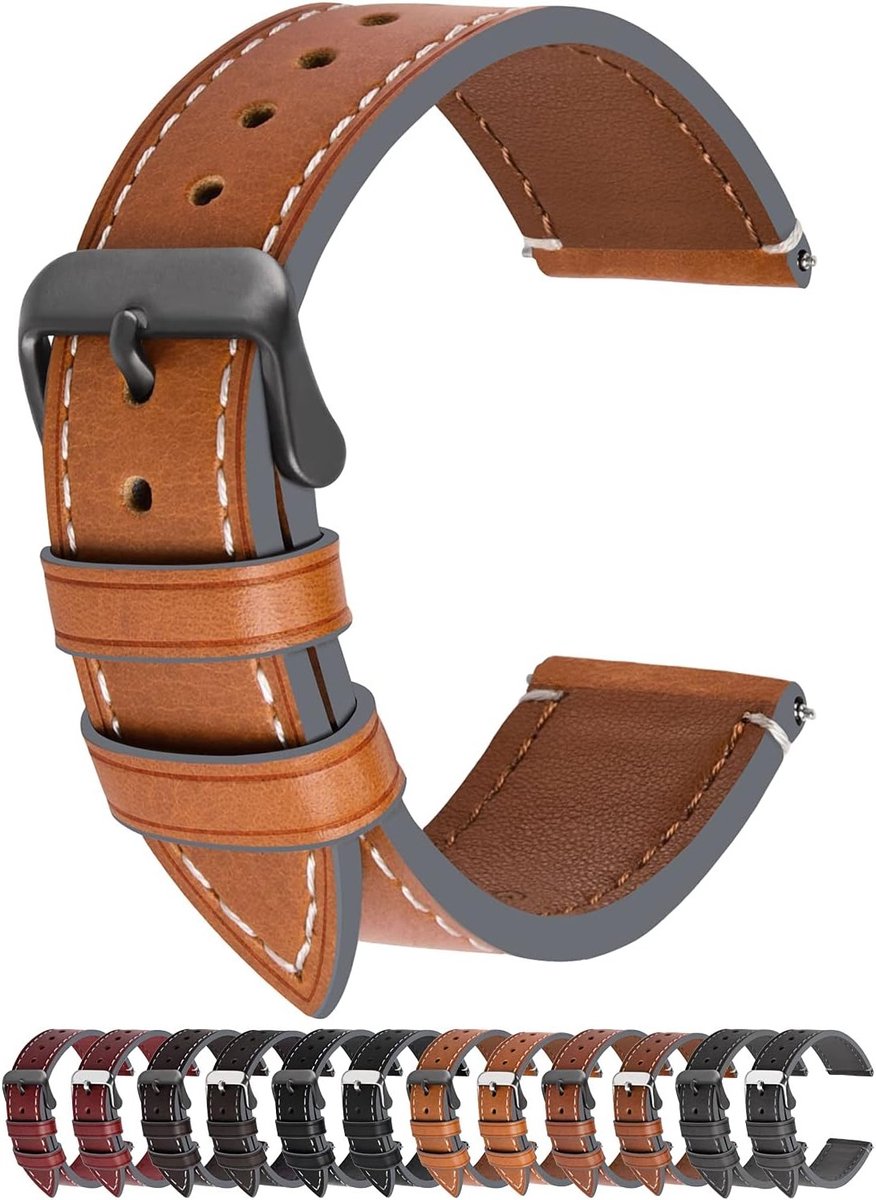Kleurige Wax Leren Horlogeband voor Smartwatch - 18mm, 20mm, 22mm, 24mm - Comfortabel en Duurzaam
