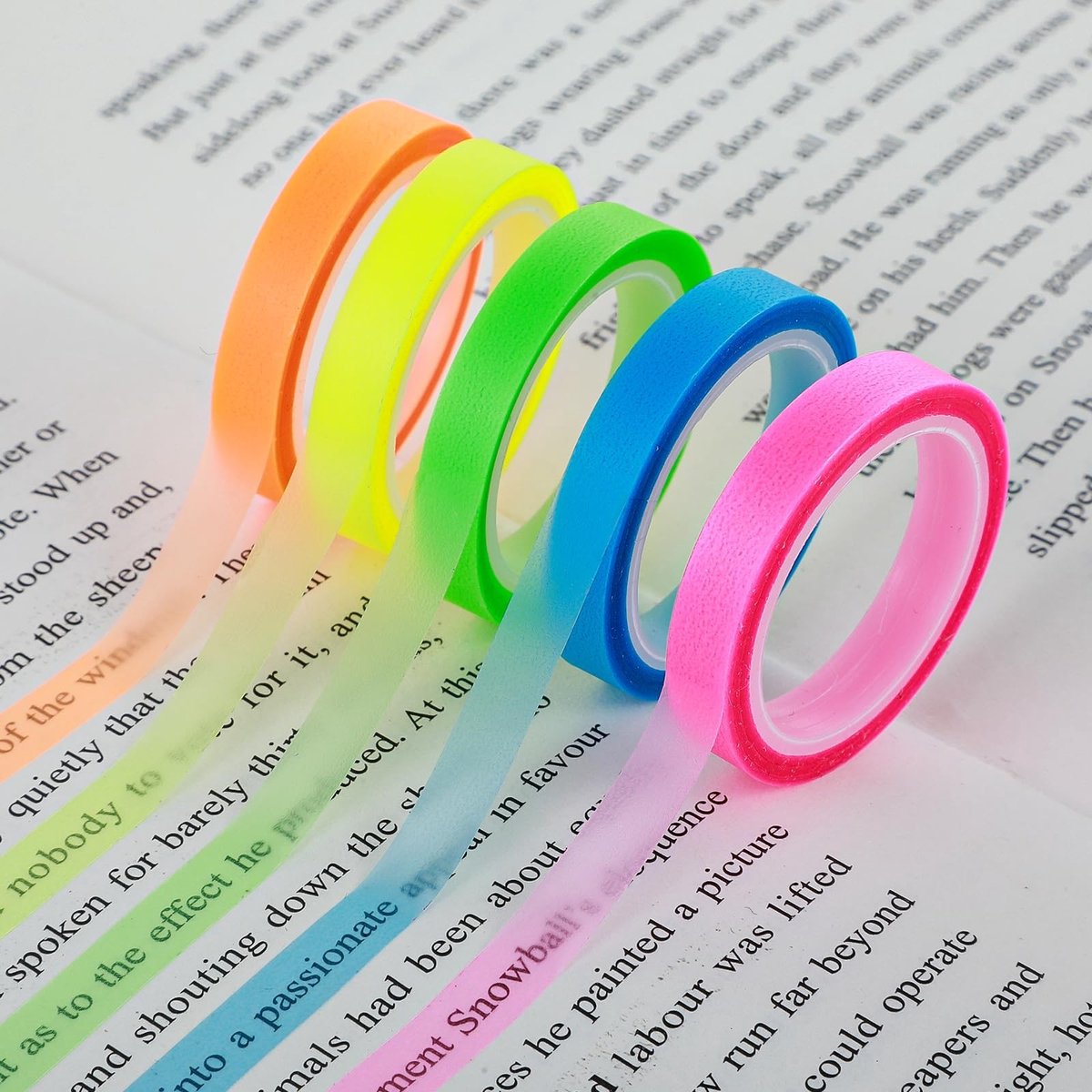 Allecto - Highlight Strips - Fluorescerende Labels - Sterke Plakstrip - Transparant - Marker Tape - Ideaal voor Leren en Creatief Werk - Geschikt v...