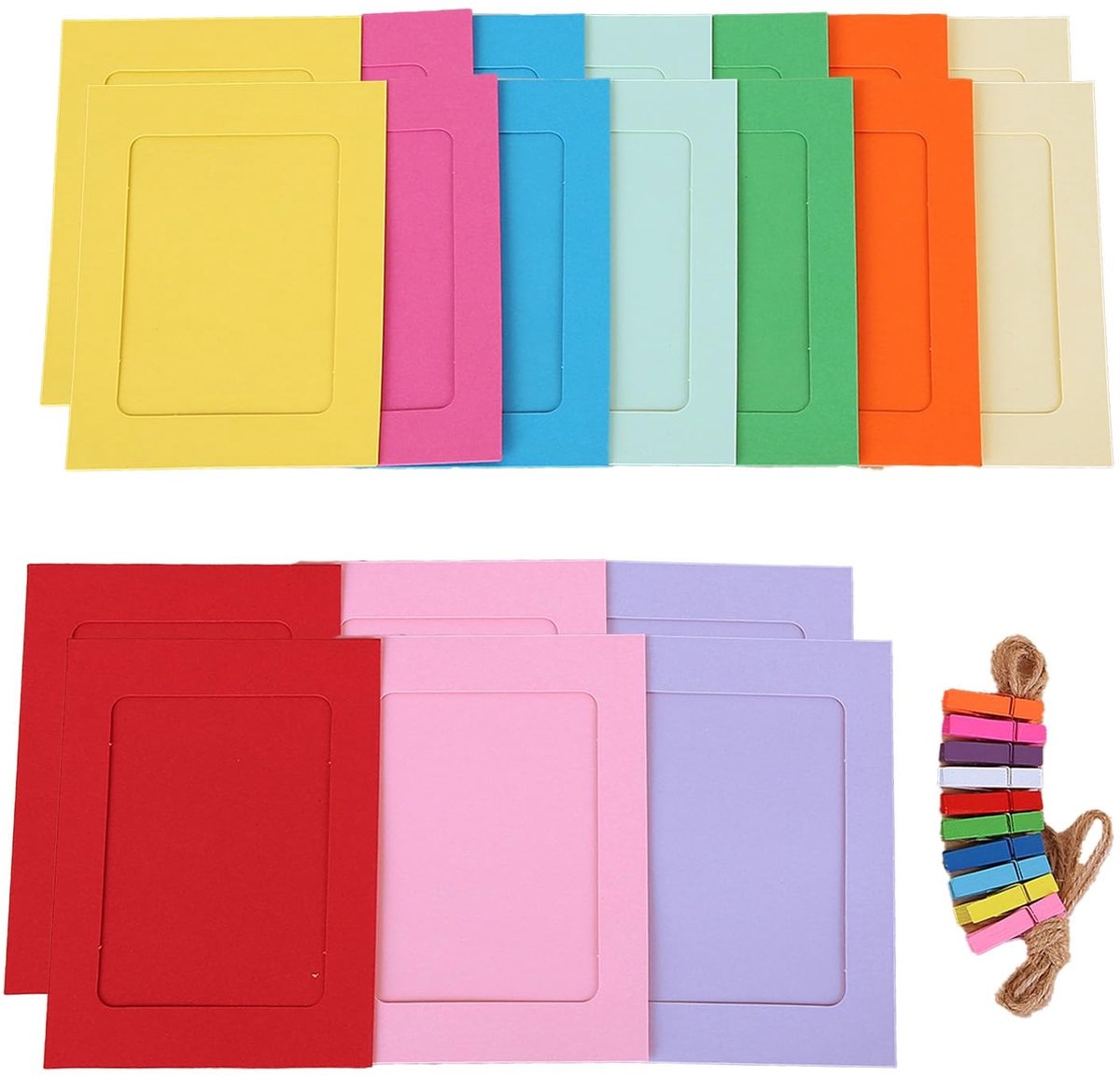 Cosensi- Fotolijsten Set van 20 - Wandmontage - Karton - Kleurrijk - Duurzaam - Praktische ophangvoorziening - Fotoalbums