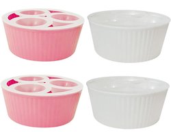 Plantenbak set - Bollenkweker - Bloembollen kweken - Met waterniveaumeter - 4 stuks - Wit en roze