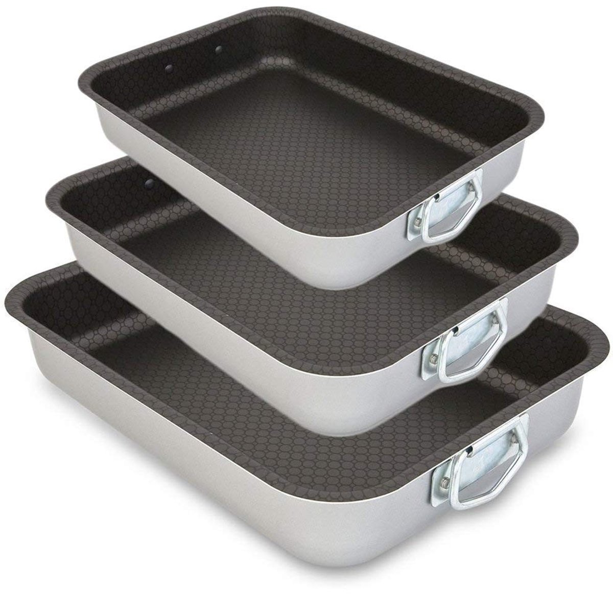 Dailygoods- Roosterlade Set van 3 - Aluminium met Antiaanbaklaag - Diameter 35/30/25 cm - Bakvormen - Koken - Keukenaccessoires - Hoogwaardige kwaliteit - Bakvorm