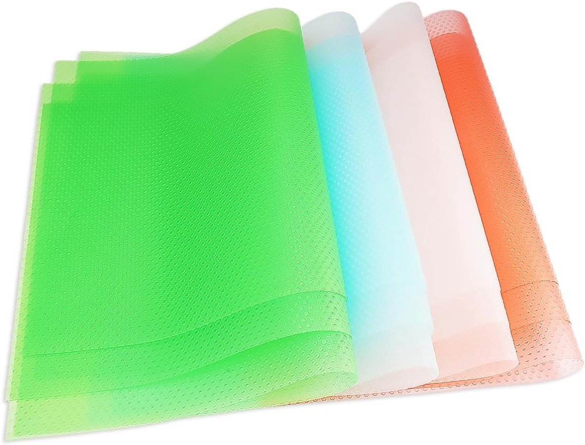 Set van 12 Antibacteriële Koelkastmatten, Wasbaar en Op Maat Snijden, Voorkomt Vocht en Geuren, Ideaal voor Groentelades en Lades, Verkrijgbaar in 4 Kleuren (45 x 29 cm)