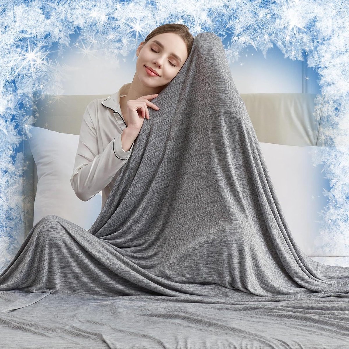 Koeldeken-koeldeken voor mensen-cooling blanket-Zomerdeken - Gemaakt met verkoelende vezels - Koele en zachte deken - Ademend aan beide zijden voor comfortabel slapen - Donkergrijs - 150 x 200 cm