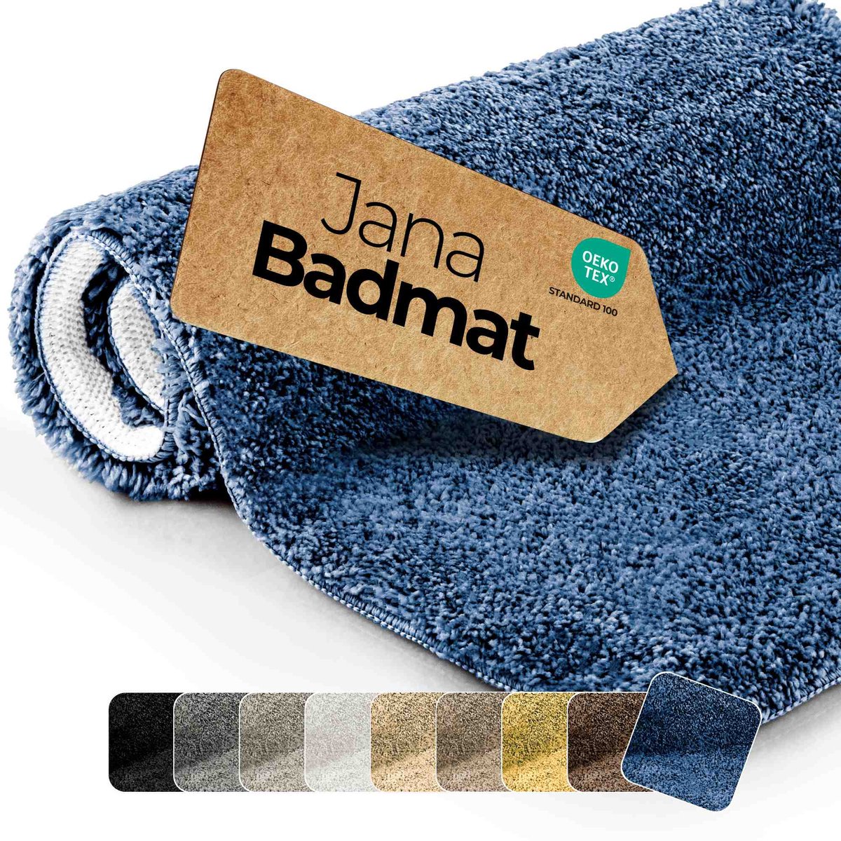 etérea Jana antislip badmat Blauw 50x80 cm shaggy hoogpolig