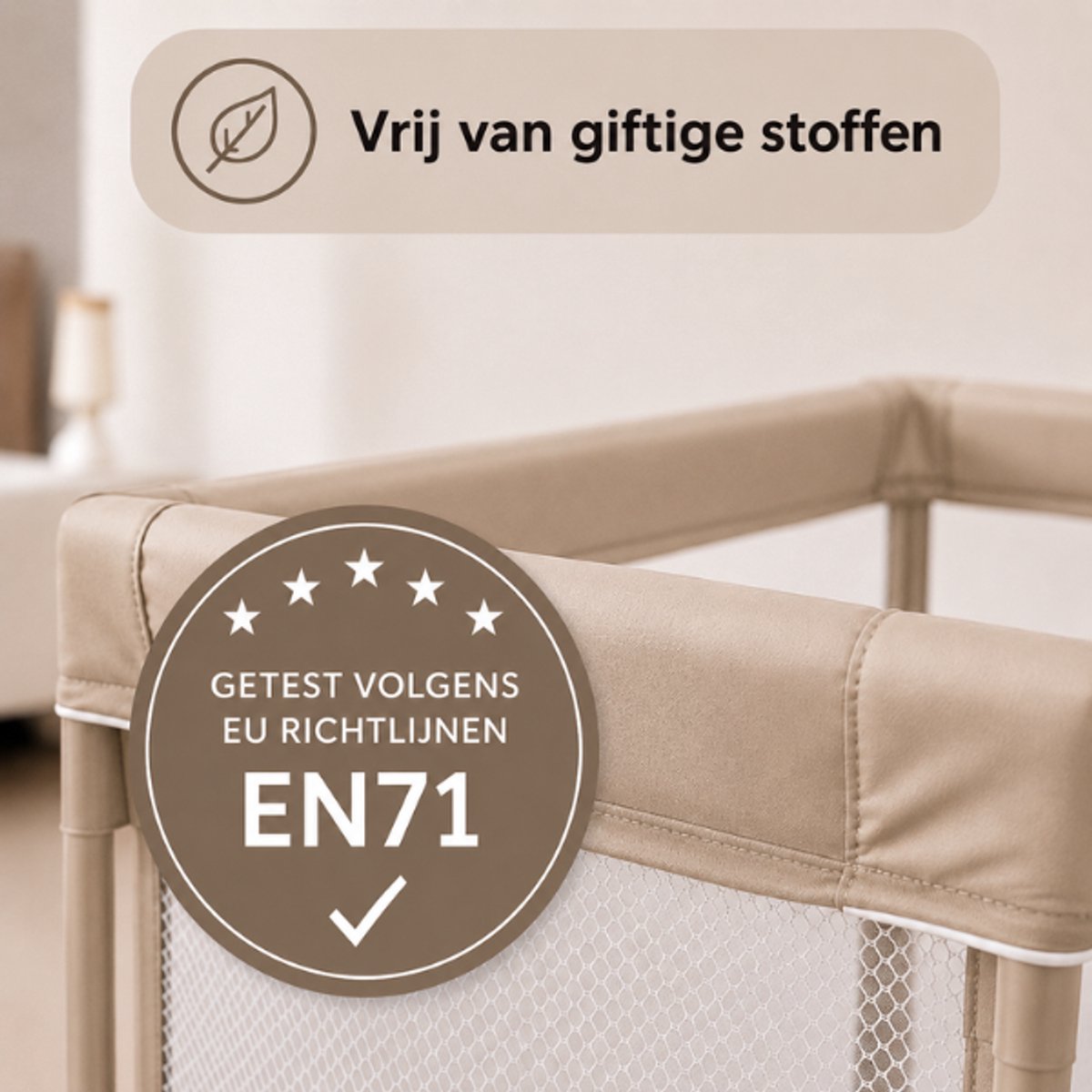 Broyari® Grondbox Baby 180x180 cm – Extra Grote Speelruimte – Binnen 2 Seconden Inklapbaar – Inclusief Speelmat & 50 Speelballen – Opvouwbare Speelbox – Grondbox XL - Beige – foto 4