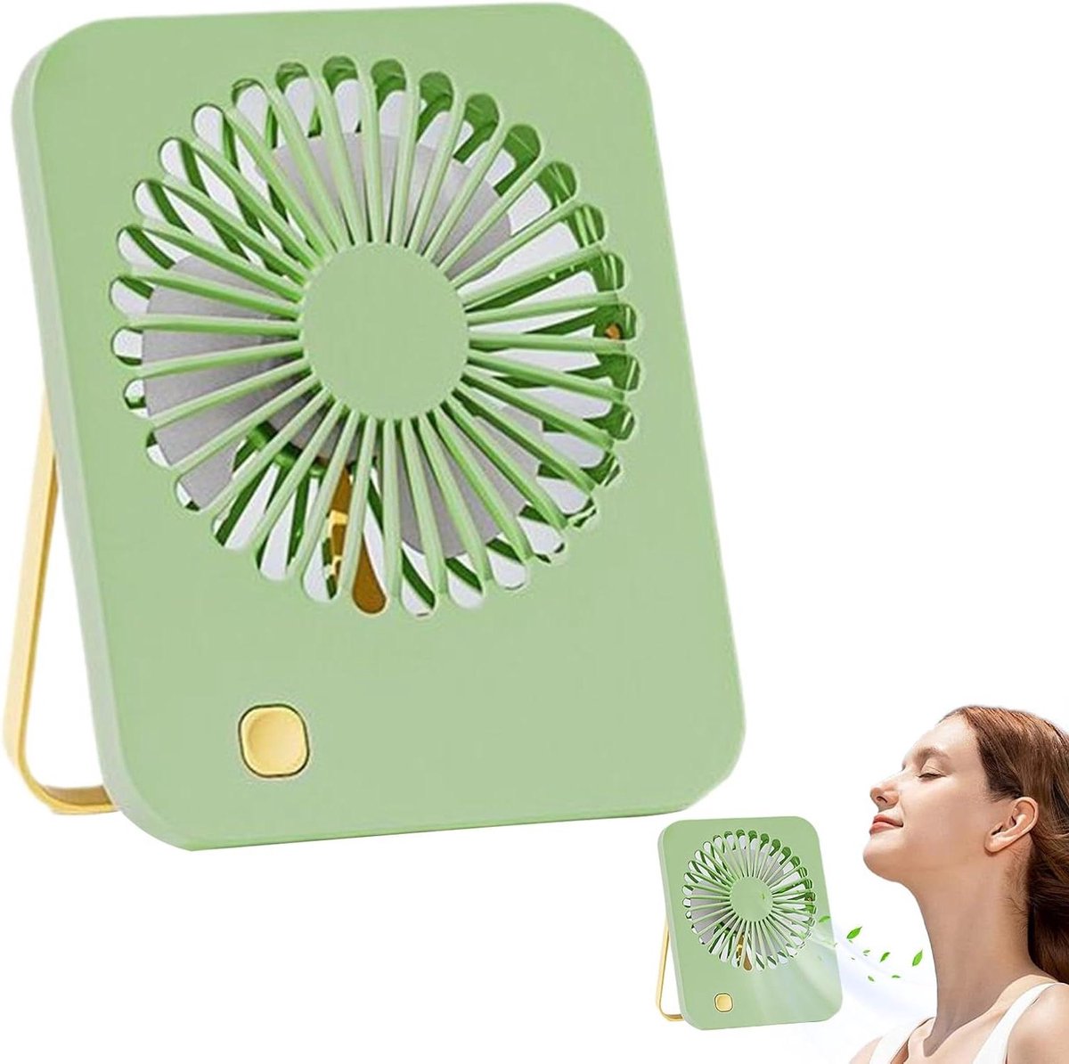 Bureauventilator - Compacte ventilator - Persoonlijke koeling - 180 graden draaibaar - 18 cm x 15 cm - Groen