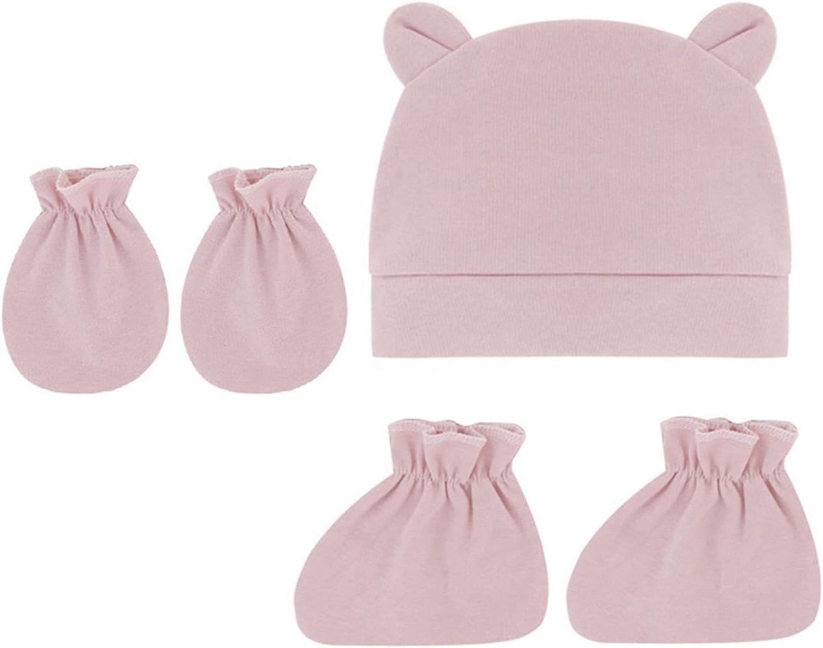 Baby Set - Muts Handschoenen Sokjes - Bescherming Baby - Zacht Warm Materiaal - 6-12 Maanden - Unisex