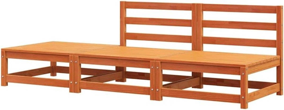 Tuinbank met kruk - Outdoor bank - Buiten ontspannen - Modulair ontwerp - 210 cm lang - Wasbruin