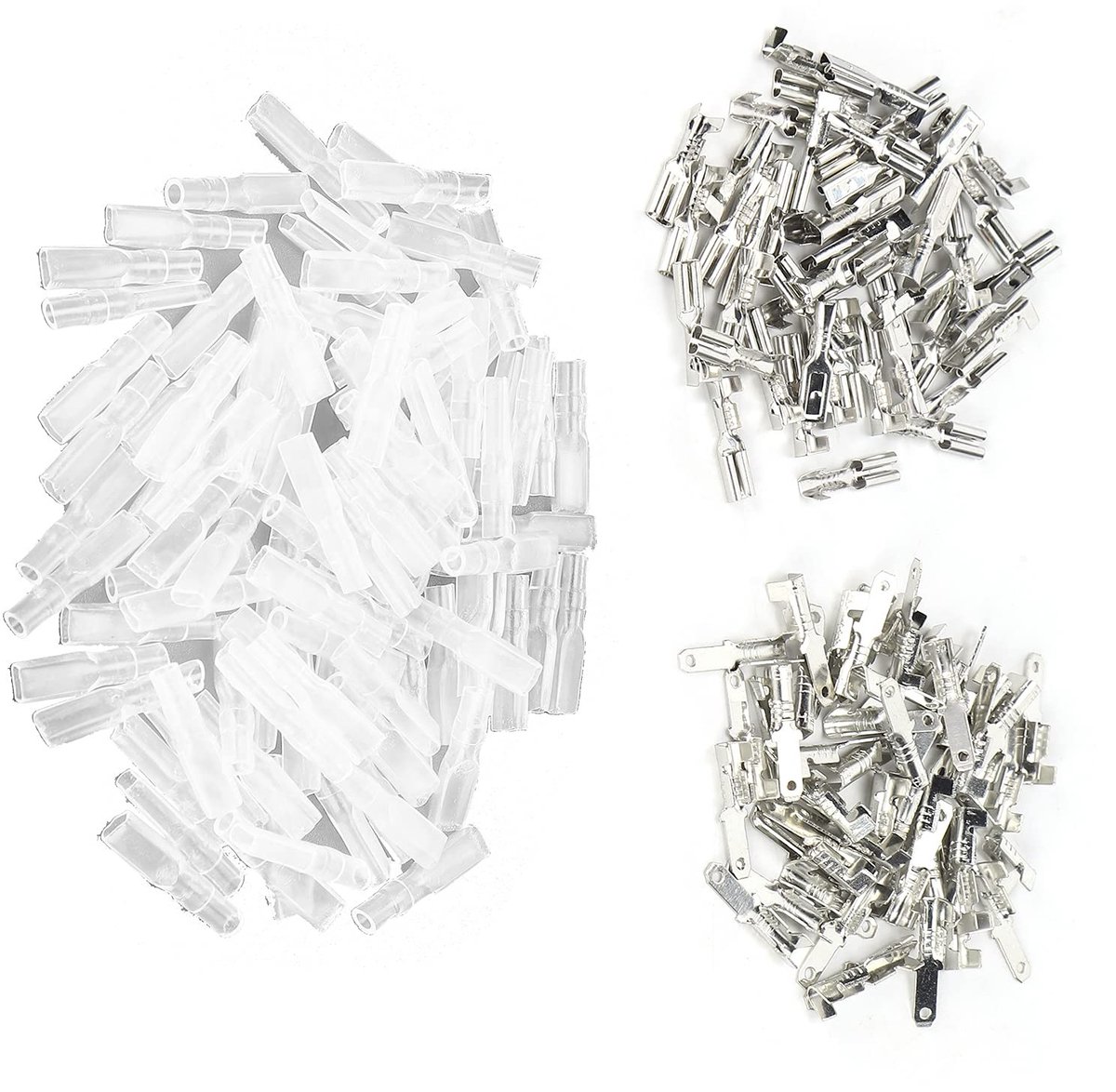 Dailygoods - Spade Crimp Terminals Set - 50x Mannelijk en 50x Vrouwelijk - 100 Isolatieslips - 2.8mm Silver - Quick Connectors - Hoogwaardige verbindi...