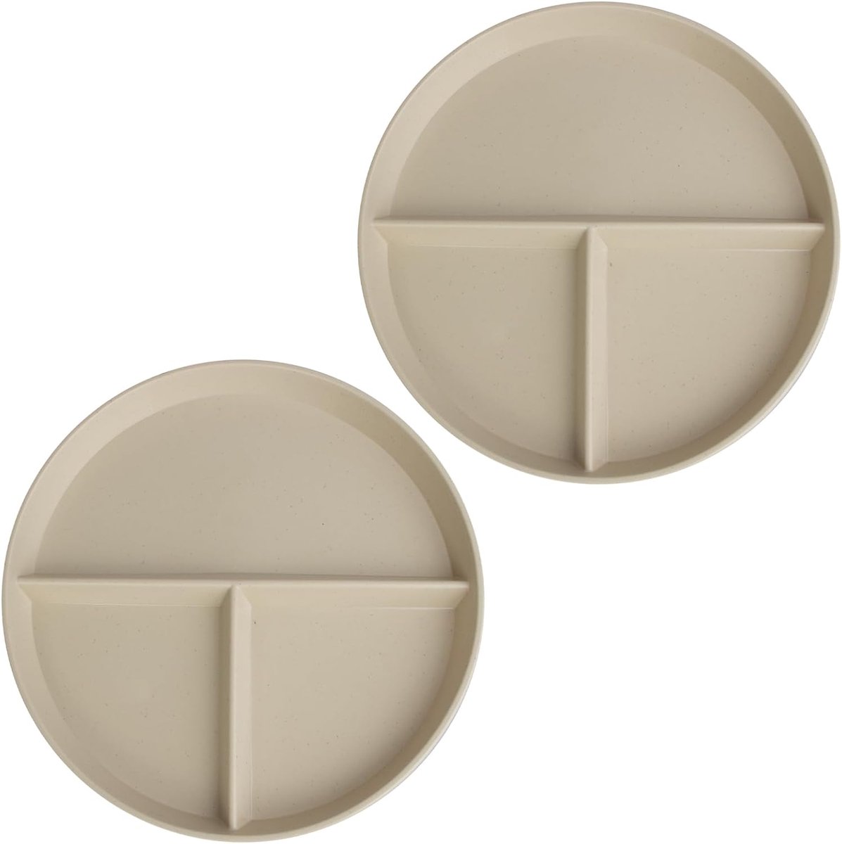 22 cm grote verdeelborden voor volwassenen, set van 2, herbruikbaar, vaatwasser- en magnetronbestendig (beige)
