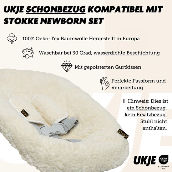 Ukje Protective Cover Compatible with Stokke Newborn with Seat Belt Pads, Children's Chair Accessories, Fabric Cover for Babies and Toddlers, Handmade in Europe — afbeelding 5