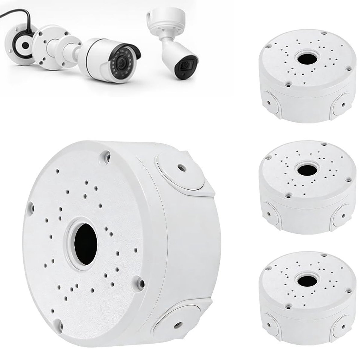 Waterdichte Junction Box voor Bewakingscamera's - 4 Stuks, Halve Cirkel Montagebox voor Dome Camera's, Geschikt voor Muren en Plafonds