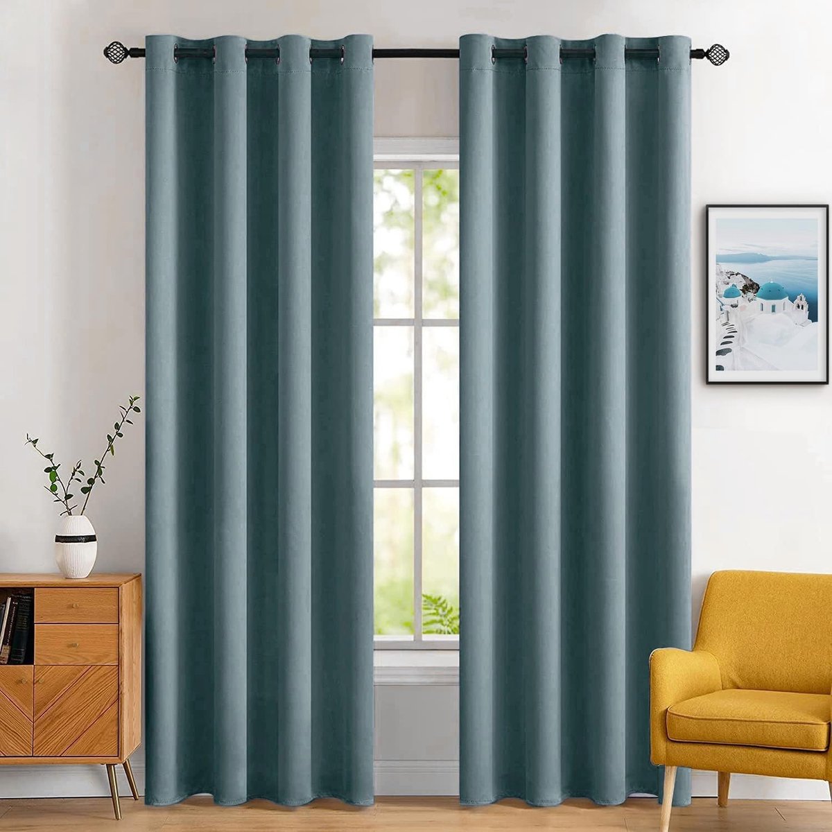Dailygoods - Dailygoody - Verduisterende Gordijnen - Thermisch Isolerend - Koudebescherming - Blauwgrijs - Set van 2 - Geschikt voor Slaapkamer en Woonkamer