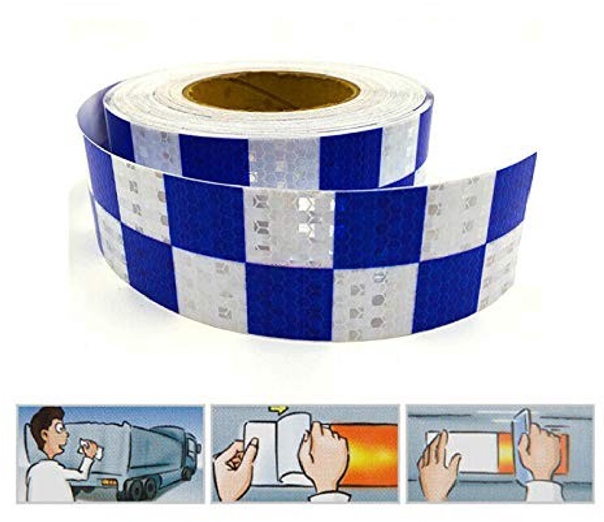Dailygoods - Dailygoody - Reflecterende Tape - Waarschuwingstape - Veiligheidstape - 3M X 50mm - Lichtgevende Tape - 2 Rolletjes - Geschikt voor Transport