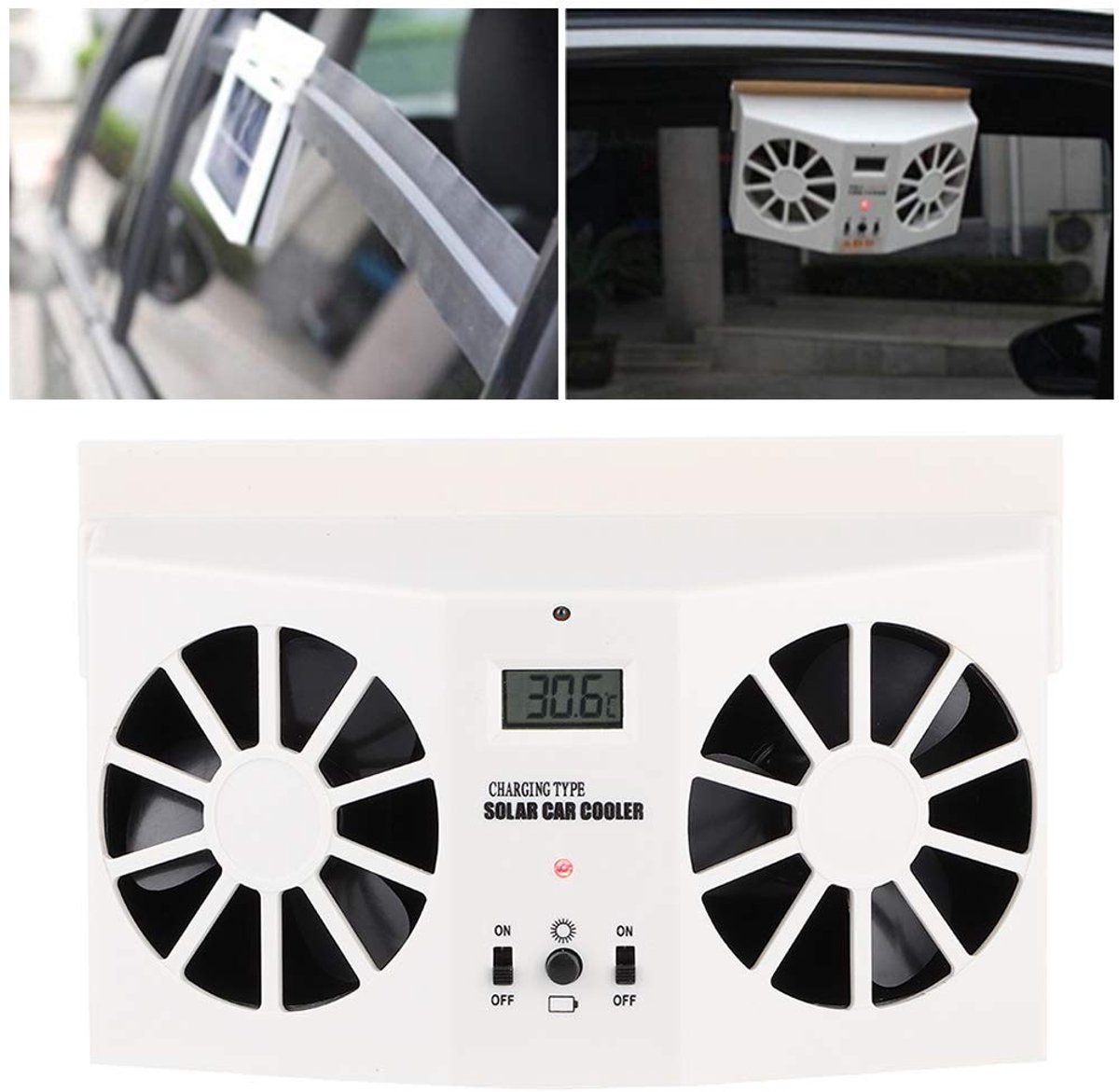 Dailygoods - Dailygoody - Solar Car Cooler - Ventilator - Draagbaar - Wit - Luchtreiniger - Zonne-energie - Geschikt voor auto - Wit