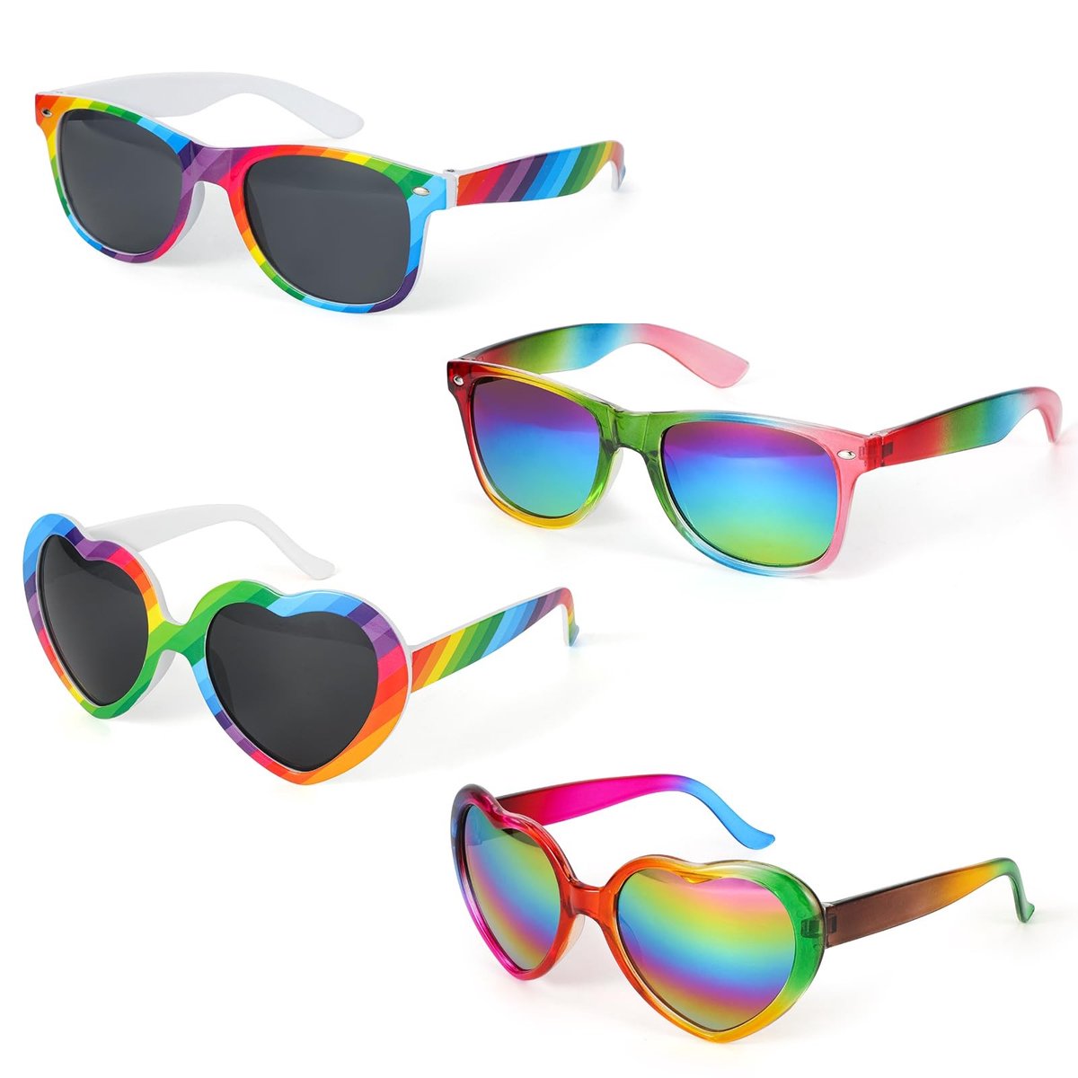 Dailygoods - Dailygoody - Hartvormige Zonnebril - Retro Festival Zonnebril - Kleurrijk Accessoire - Uniseks Zonnebril - Grappige Feestbril - Geschikt voor Dames, H...
