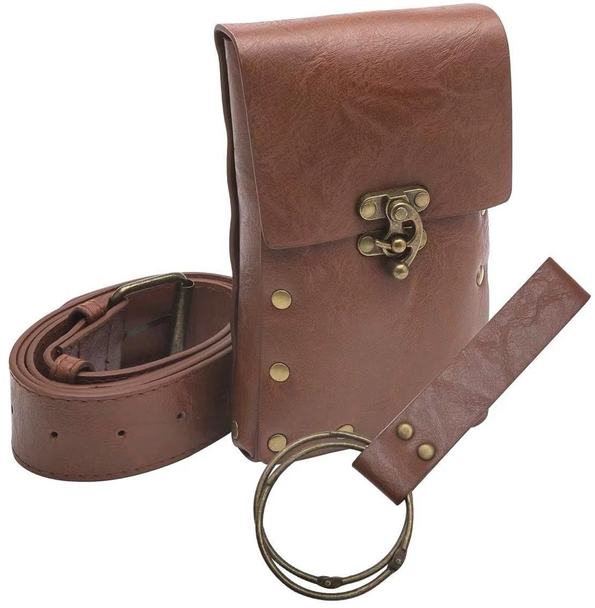 Dailygoody - Heuptas - Leren heuptas voor dames - Vintage stijl voor renaissance cosplay - Bruin leer - Perfect voor festivals - Ruimte voor essential.