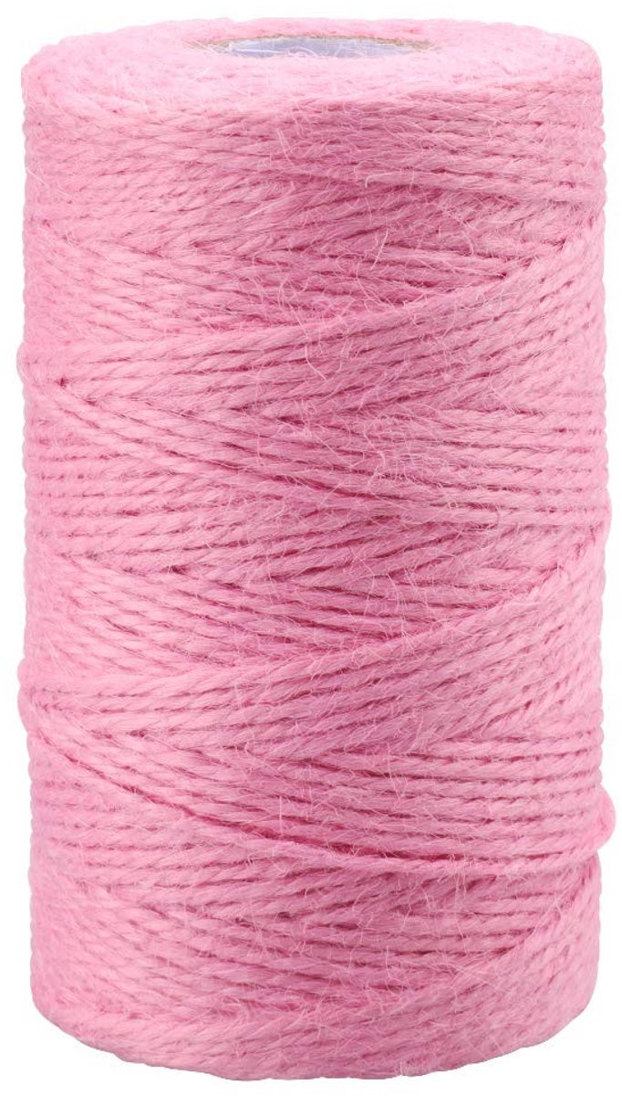 Dailygoods - Dailygoody - Jute Touw - Roze Jute Koord - 100 Meter - Perfect voor DIY en Tuinieren - Scheurvast en Dun - Geschikt voor Ambachten en Decoratie