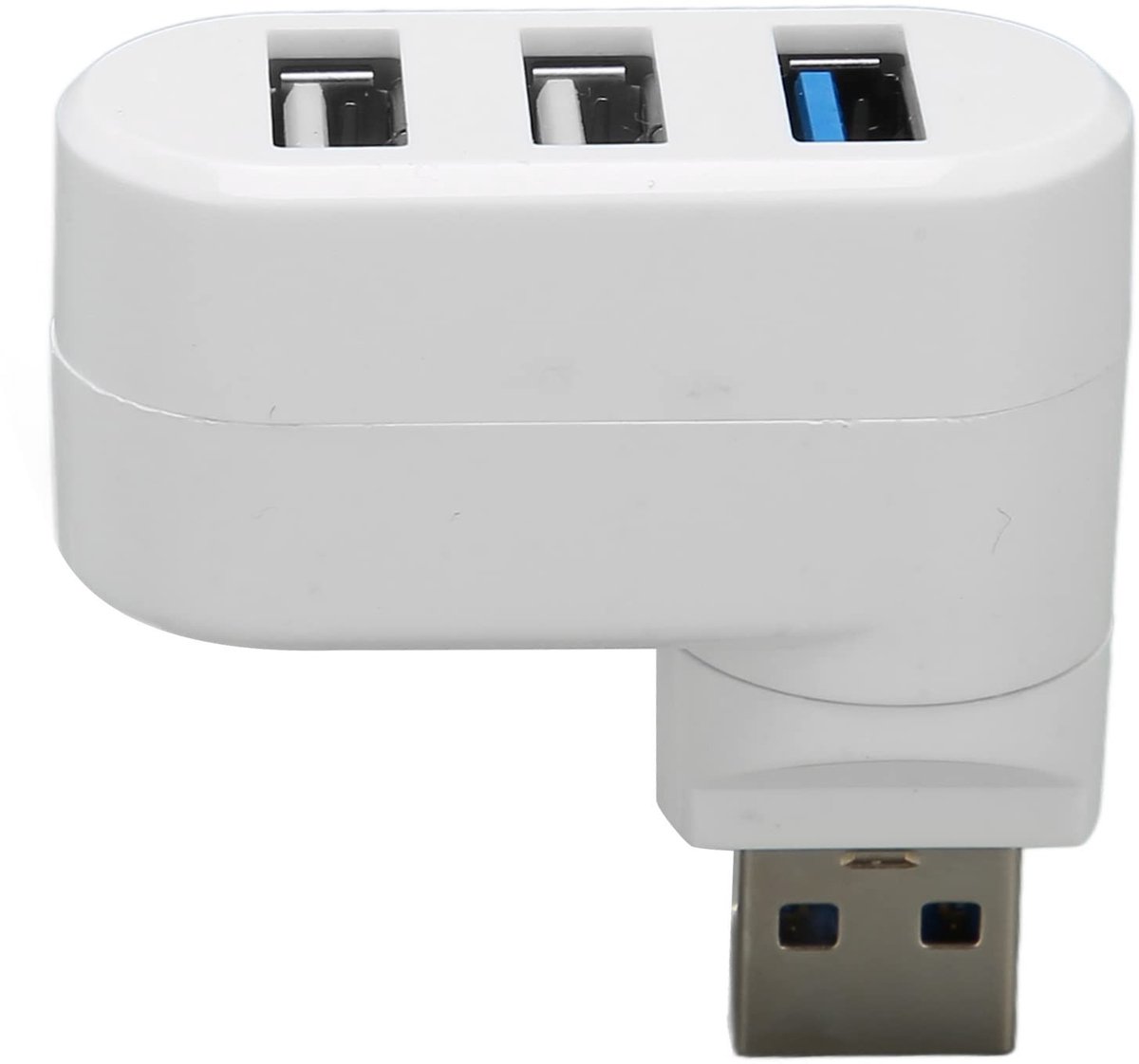 Dailygoods - Dailygoody - USB-poortsplitter - Draaibare USB-hub - Compact en draagbaar - Wit - 3-poorts USB-hub - Geschikt voor PC, laptop en notebook