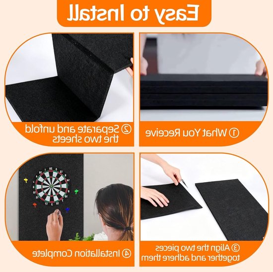 Dartbord Bescherming Ring van Vilt, Zelfklevend en Splitsbaar, Ideaal voor Wandbeveiliging en Dartbord Accessoires, Vermijd Schade aan Muren en Verbeter de Speelervaring — afbeelding 4