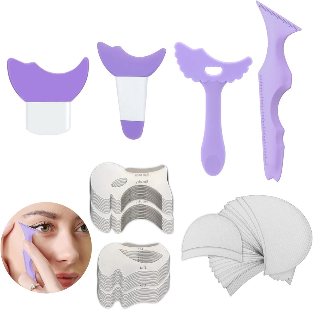 Multifunctionele Eyeliner Sjablonen Set met Hulpstukken voor Oogmake-up, Ideaal voor Beginners en Professionele Gebruik, Inclusief Ruler en Isolatiestickers