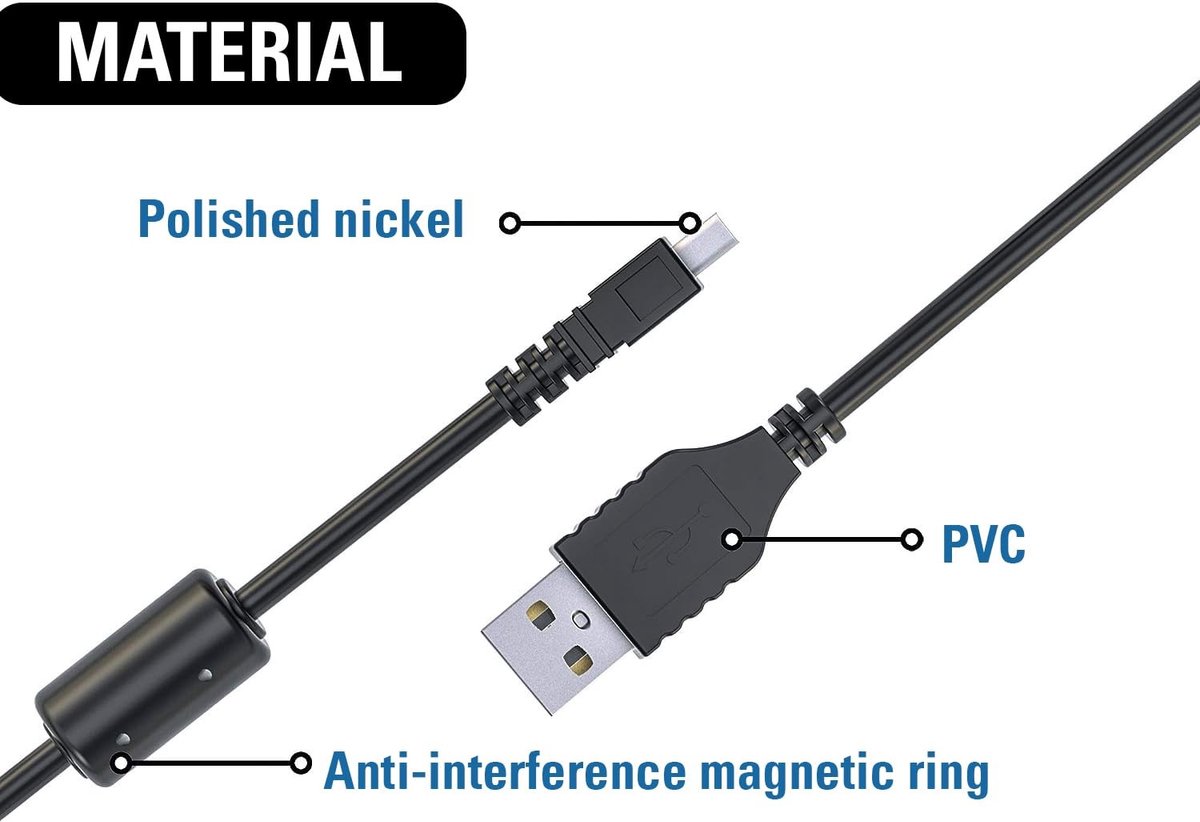 Dailygoods - Dailygoody - UC-E6 USB Kabel - Snelle Dataoverdracht - Geschikt voor Panasonic Lumix DMC-XS1 - hoge kwaliteit - 1.5m