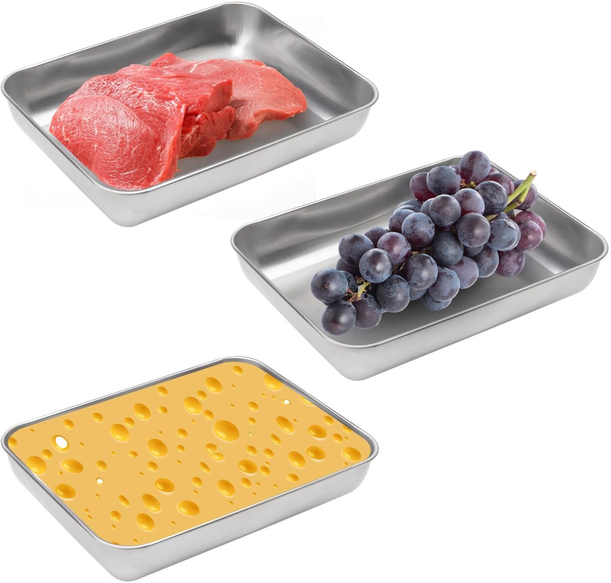 Dailygoods - Cosensi - Dailygoody - Breading Dish Set - Meat Boxen - Robuust en stapelbaar - 23 x 20 x 5 cm - Geschikt voor oven en vriezer - Ideaal voor vlees en fruit