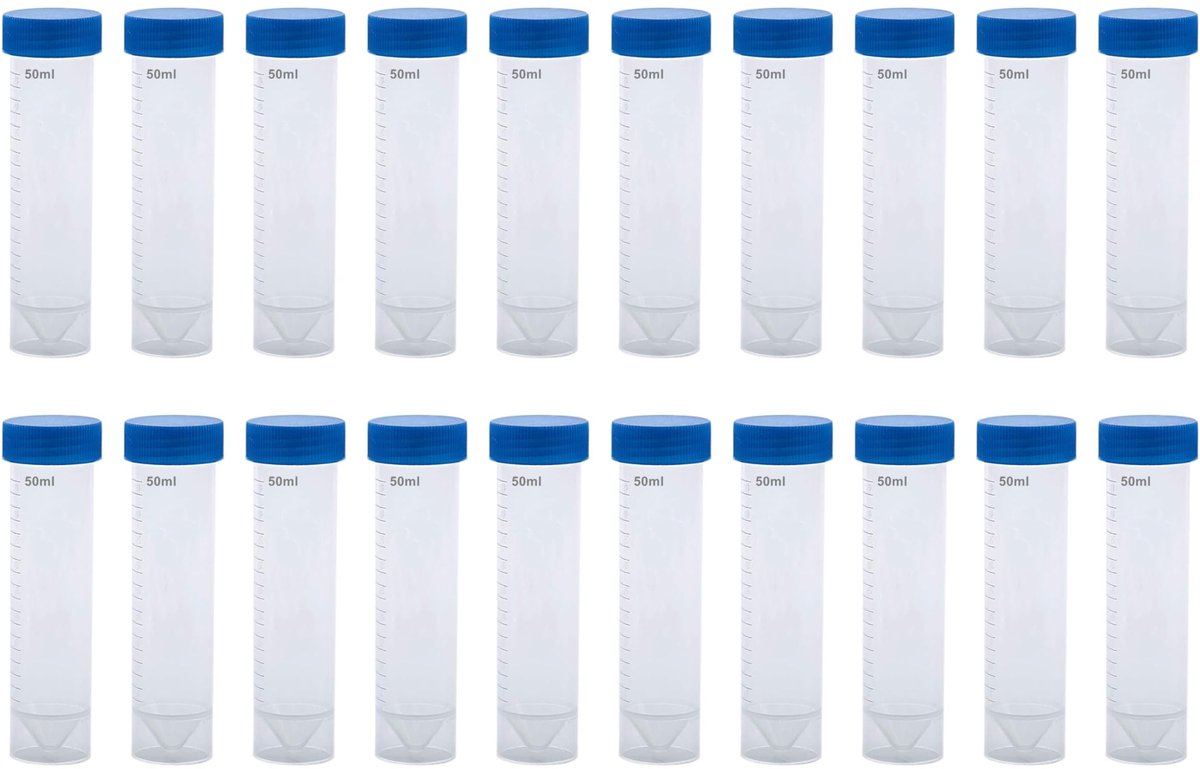 Dailygoody - reageerbuizen - kunststof reageerbuizen - schroefsluitingen - blauw - laboratoriumexperimenten - 50 ml - geschikt voor centrifugeren - 20...