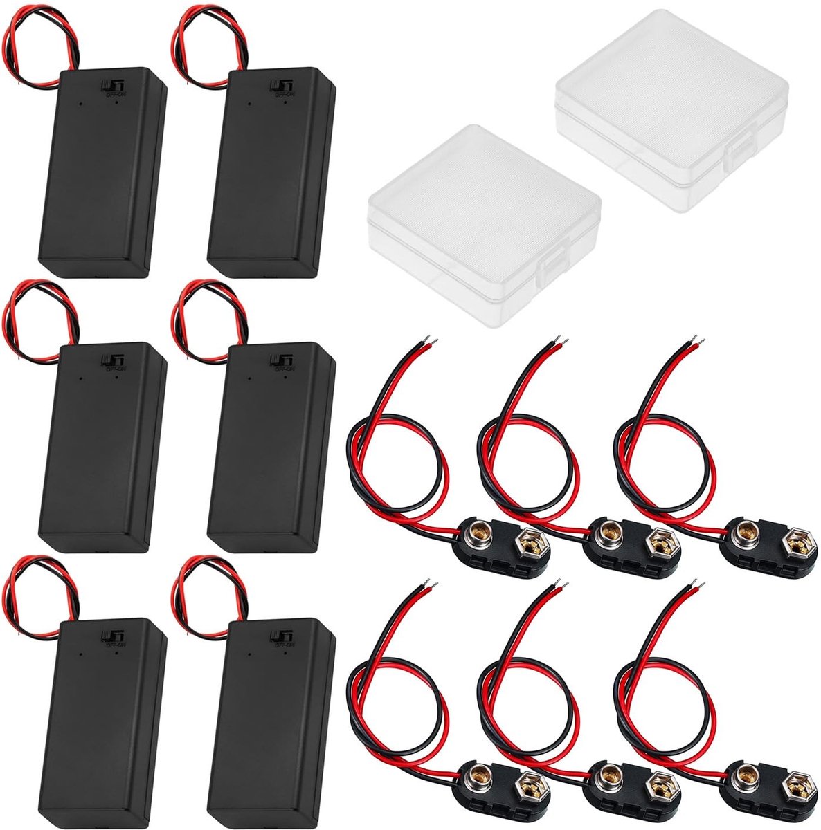Dailygoody - 9V blokbatterij met aansluitkabel - Batterijhouder met aan/uit-schakelaar - Geschikt voor speelgoed - 6 stuks batterijclip - Ideaal voor ...