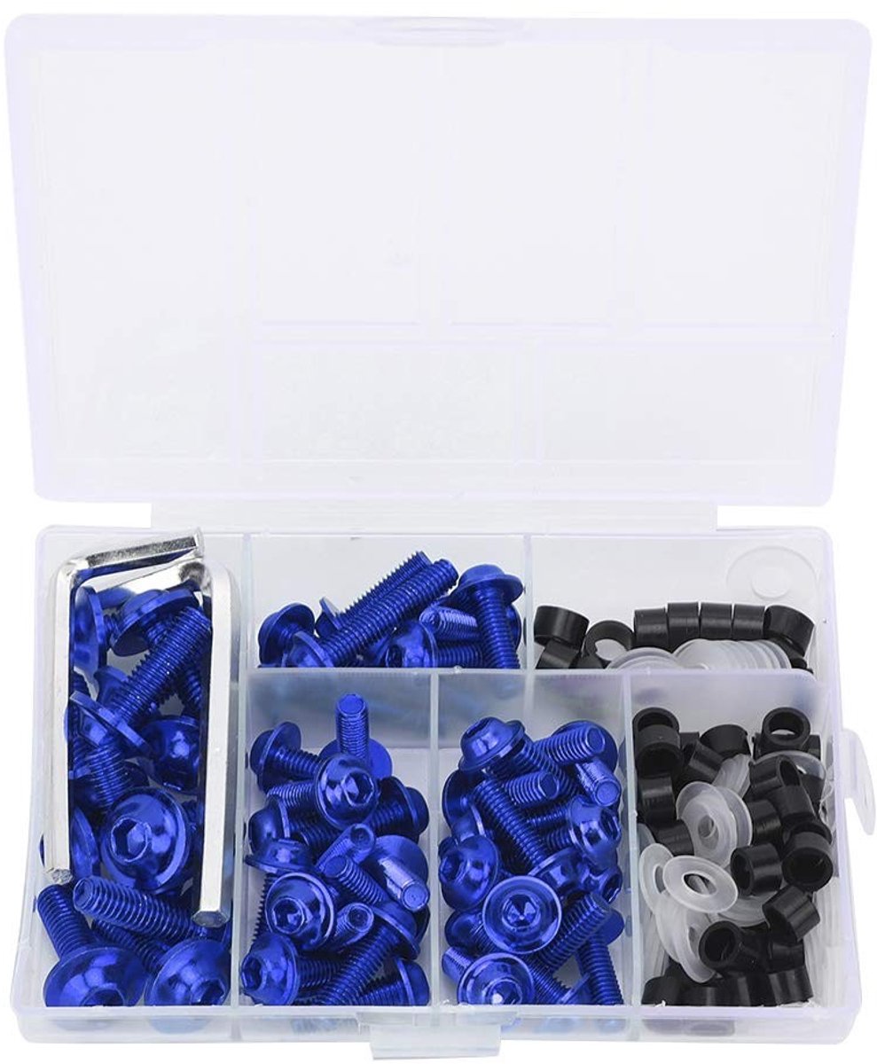 Dailygoods - Dailygoody - Bevestigingsset - 158-delige set - Aluminium schroeven en bouten - Geschikt voor motoren - Universele toepassing - Blauw
