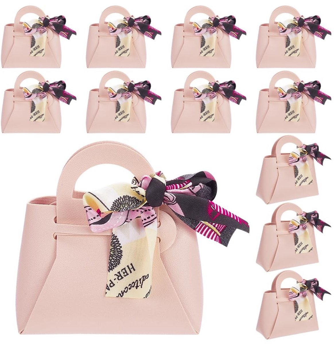 Dailygoods - Dailygoody - Geschenkdozen - PU-lederen geschenkdozen - Handig met handvat - Roze kleine handtas - Herbruikbare snoepdoos - Perfect voor babyshower en