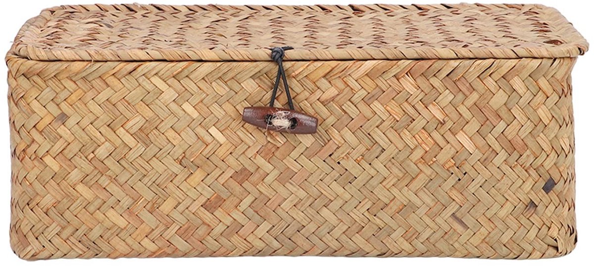 Dailygoods - Zeegrasopslagmand met Deksel voor Organisatie