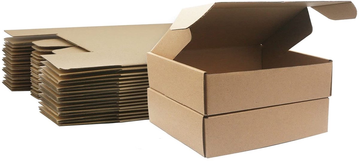 Dailygoody - OmGoods - Dailygoody - Gegolfd Karton Verzenddozen - Klein Pakket Verpakking - 210 x 100 x 50 mm - Bruin - Verzenddozen voor Bedrijven - Perfect voor Opslag en ..