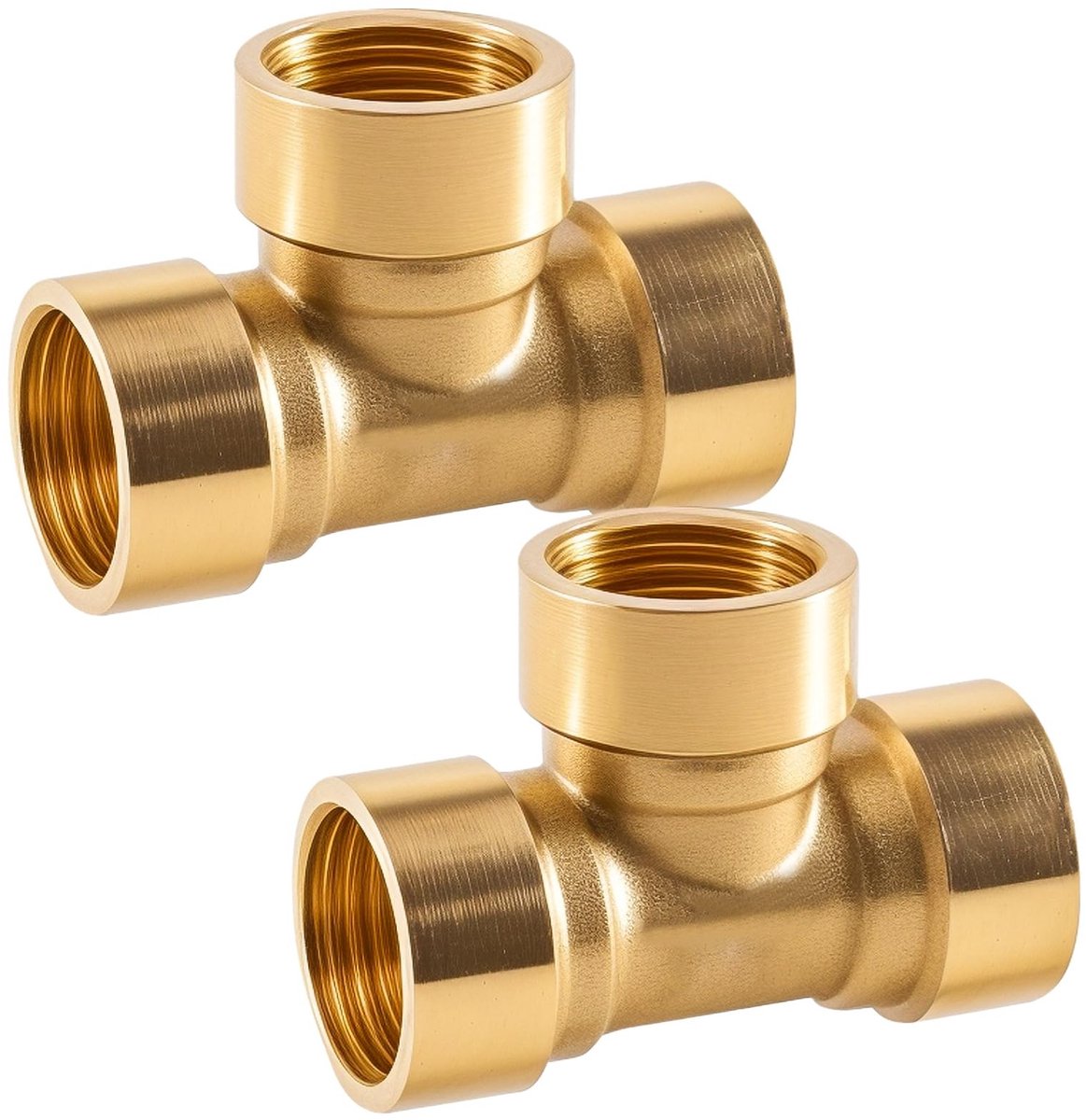 Dailygoods - T-stuk Messing 1/4 inch IG 90° voor Wateraansluiting