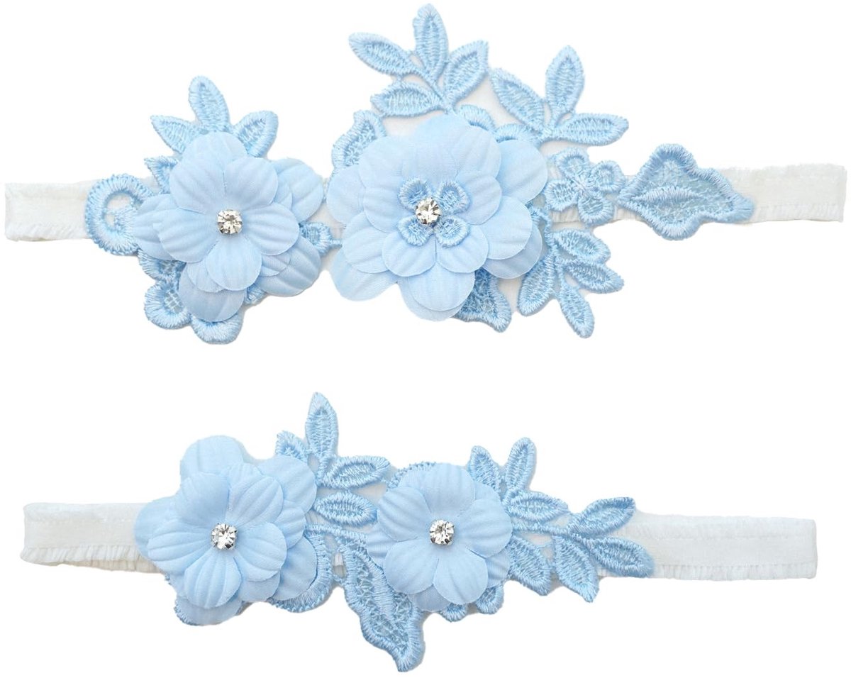 Dailygoods - Dailygoody - Bruidskousenband - Kanten Kousenbanden - Sexy Bruidsaccessoires - Blauw - Perfect voor Bruiloft - Geschikt voor Beenomtrek 40-60 cm