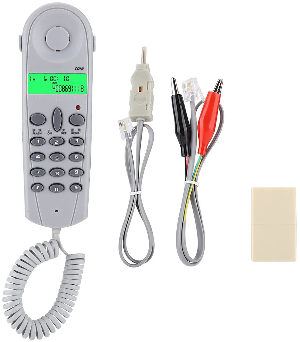 Dailygoods - Dailygoody - Telefoonlijntester - Telefoonlijn controle - Draadontvangstfunctie - Grijs - Nummerherhaling - Controleer storingen - Geschikt voor profe...