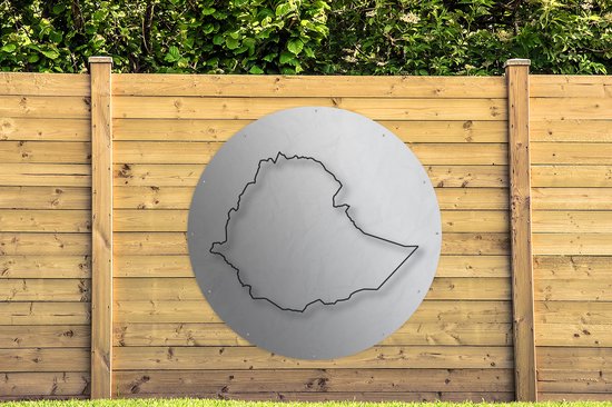 Cercle de jardin dessin du contour de l'Éthiopie - 150x150 cm - Affiche de jardin ronde - Extérieur