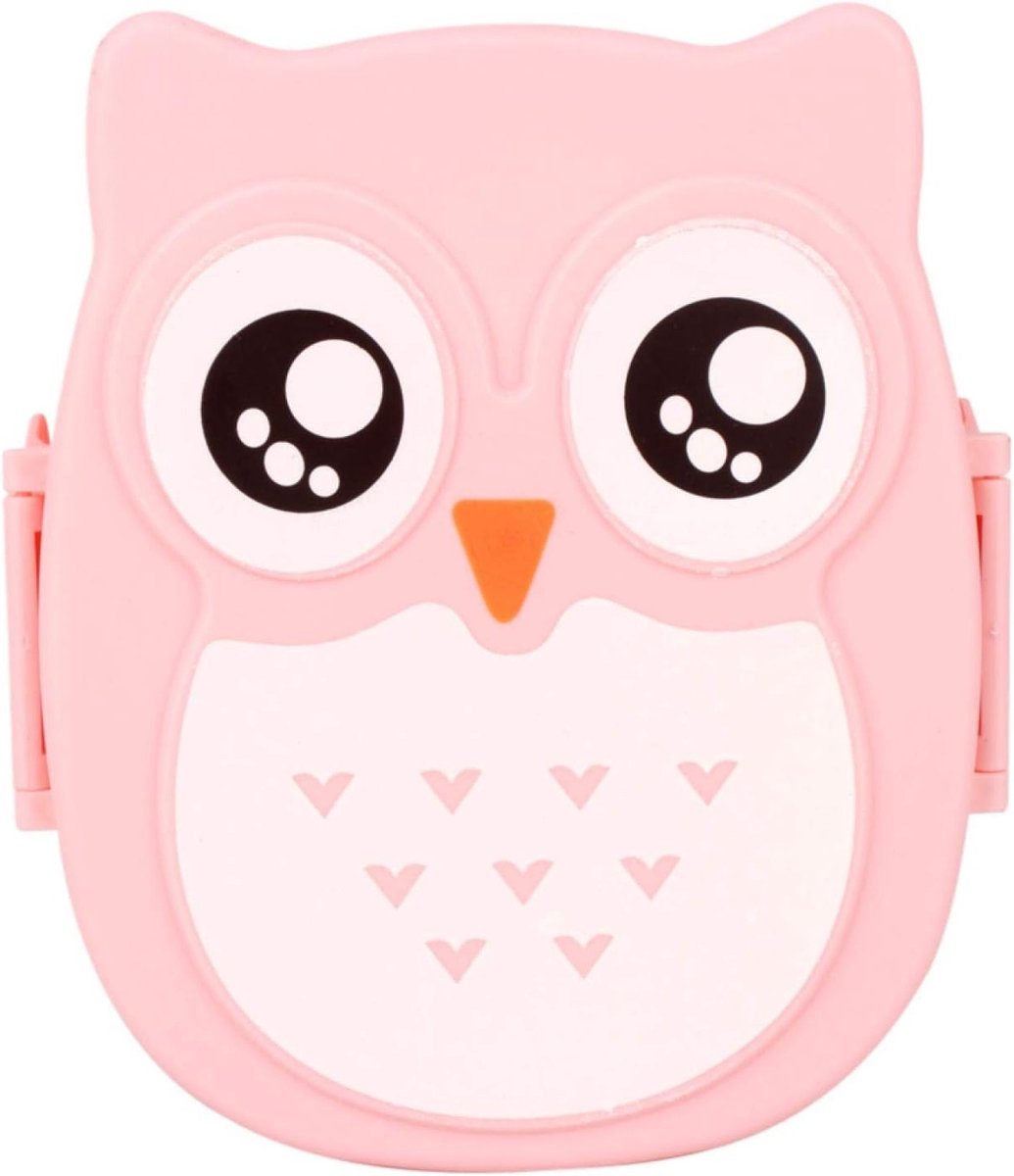 Lunchbox 1050 ml in Roze voor Kinderen en Volwassenen, Ideaal voor Picknicks, Magnetron- en Vaatwasserbestendig, Met Uil Ontwerp