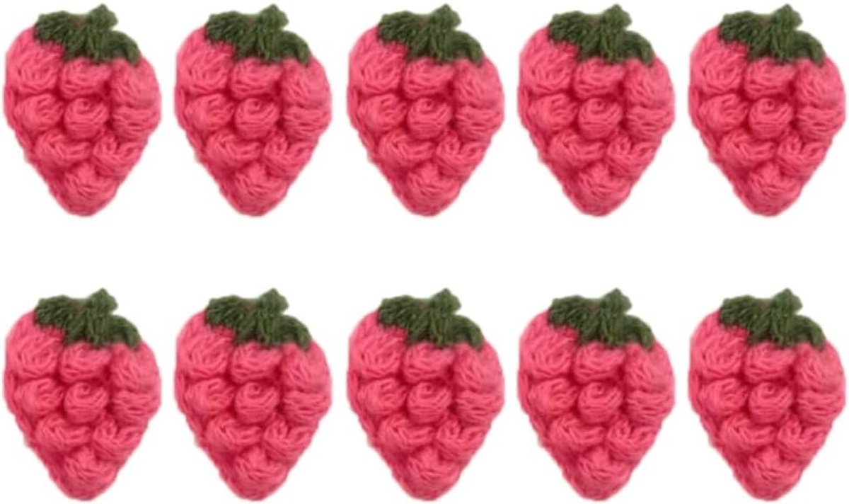 10 Stuks Gehaakte Aardbeien Applicaties voor Kleding, Handwerken en Knutselen - Schattige Aardbei Patches voor Poppen en Breiwerk
