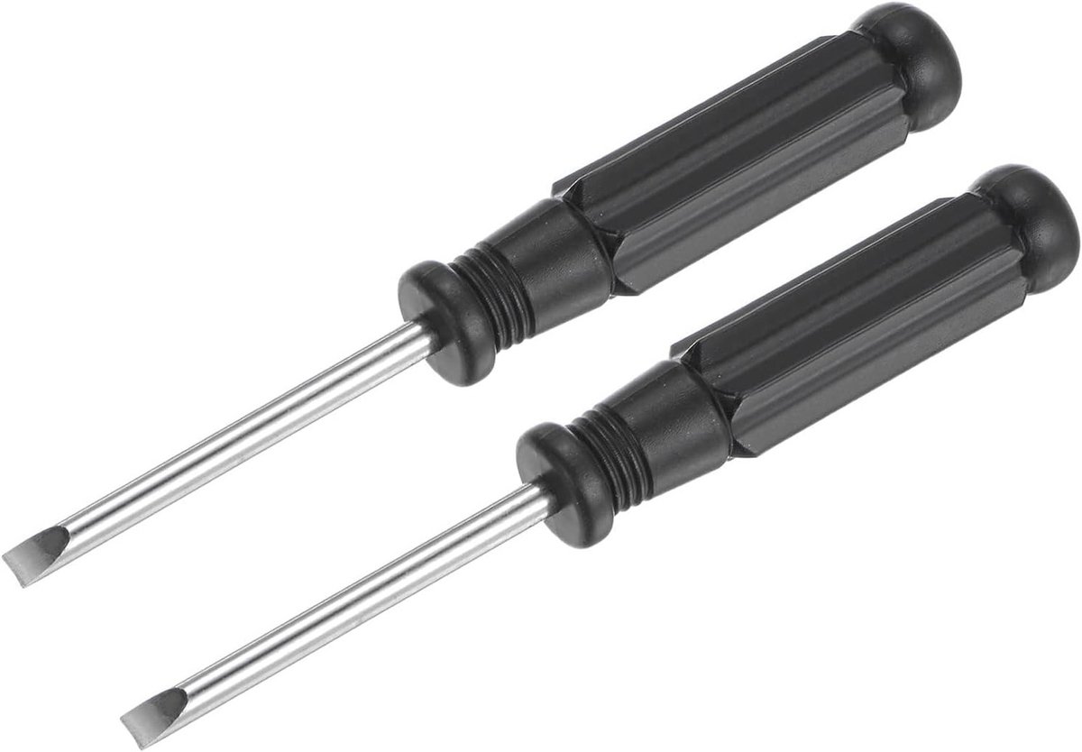 Mini Platte Schroevendraaier 4mm met Zwart Handvat voor Kleine Apparaten - 2 Stuks, Precisie, Handgereedschap, Onderhoud