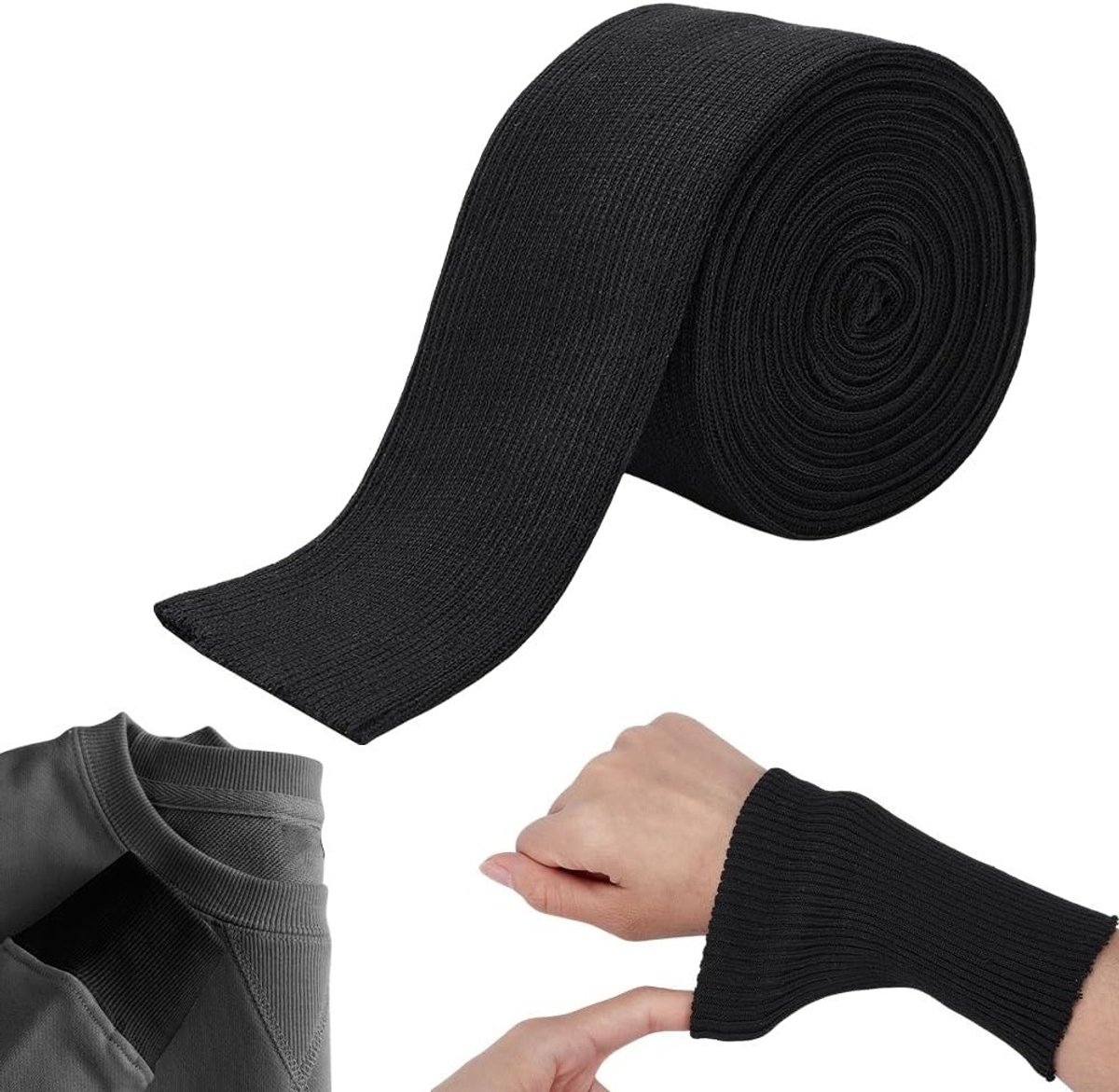 Ribbelmanchet 1.83 m, 6 cm - Kraag en manchetten voor naaiprojecten en modeaccessoires