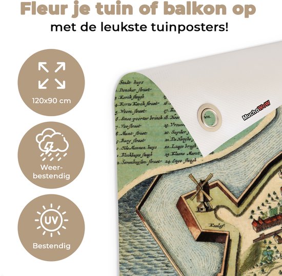 Affiche de jardin Plan de la ville - Harderwijk - Histoire - 120x90 cm - Carte