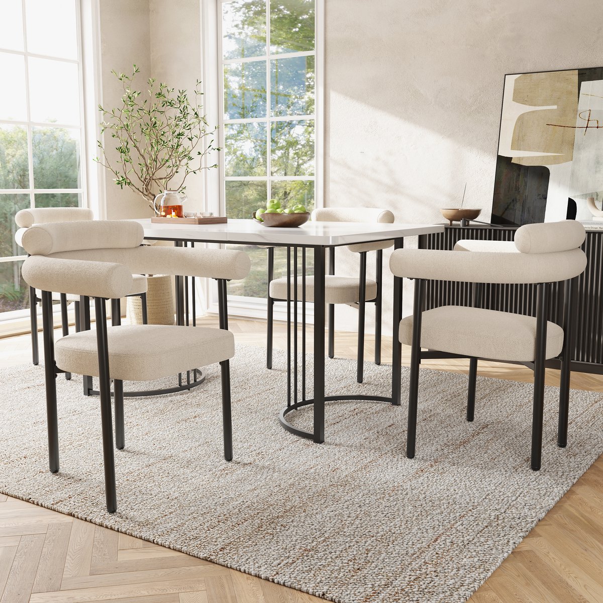 FloraGrace Eetkamerstoel – Ergonomisch En Comfortabel – Set Van 2 – Zachte Suèdelook Bekle