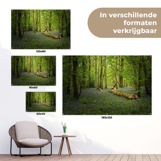 Décoration murale Fleurs - Forêt - Blauw - 180x120 cm - Poster jardin - Toile jardin - Poster extérieur